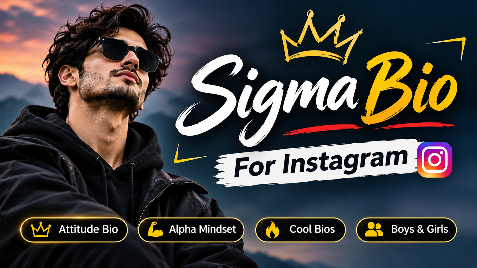 Sigma Bio For Instagram with attitude bio, alpha mindset, and cool bio ideas